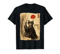 Samurai Cat Anime Japanese Art Funny Graphic Ukiyo-e Art Camiseta