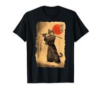 Samurai Cat Anime Japanese Art Funny Graphic Ukiyo-e Art Camiseta