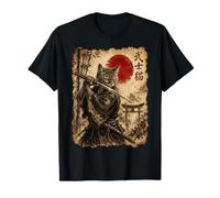 Samurai Cat Anime Japanese Art Funny Graphic Ukiyo-e Art Camiseta