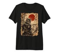 Samurai Cat Anime Japanese Art Funny Graphic Ukiyo-e Art Camiseta Premium