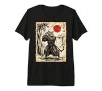 Samurai Cat Anime Japanese Art Funny Graphic Ukiyo-e Art Camiseta Premium