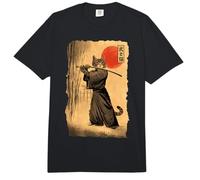 Samurai Cat Anime Japanese Art Funny Graphic Ukiyo-e Art Comfort Colors Adult Heavyweight T-Shirt