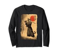 Samurai Cat Anime Japanese Art Funny Graphic Ukiyo-e Art Manga Larga