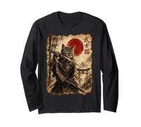 Samurai Cat Anime Japanese Art Funny Graphic Ukiyo-e Art Manga Larga