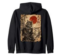 Samurai Cat Anime Japanese Art Funny Graphic Ukiyo-e Art Sudadera con Capucha