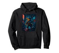 Samurai Cat Cyberpunk Paisaje Urbano Callejón Arte Sudadera con Capucha