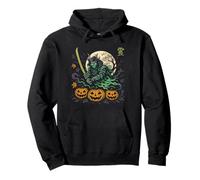 Samurai Cat Halloween Warrior Japanese Spooky Sudadera con Capucha