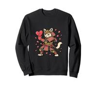 Samurai Cat Heart Love Cute Japanese Valentine’s Day Sudadera