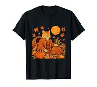 Samurai Cat Japanese Master Pumpkin Turkey Thanksgiving Camiseta
