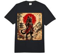 Samurai Cat Warrior Arte japonés Anime Gato Samurai Hombres Niños Comfort Colors Adult Heavyweight T-Shirt
