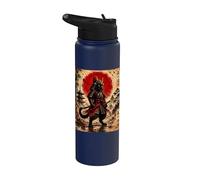 Samurai Cat Warrior Arte japonés Anime Gato Samurai Hombres Niños Stainless Steel Insulated Water Bottle