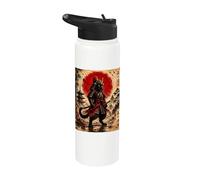 Samurai Cat Warrior Arte japonés Anime Gato Samurai Hombres Niños Stainless Steel Insulated Water Bottle