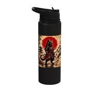 Samurai Cat Warrior Arte japonés Anime Gato Samurai Hombres Niños Stainless Steel Insulated Water Bottle