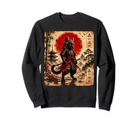 Samurai Cat Warrior Arte japonés Anime Gato Samurai Hombres Niños Sudadera