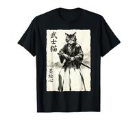 Samurai Cat Warrior Japanese Art Feline Katana Camiseta