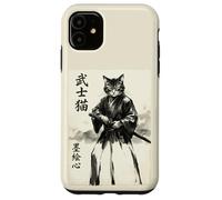 Samurai Cat Warrior Japanese Art Feline Katana Carcasa para iPhone 11