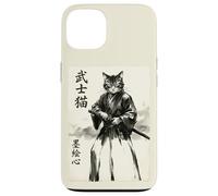 Samurai Cat Warrior Japanese Art Feline Katana Carcasa para iPhone 13