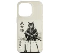 Samurai Cat Warrior Japanese Art Feline Katana Carcasa para iPhone 13 Pro