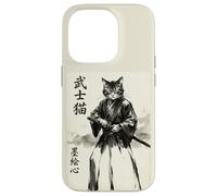 Samurai Cat Warrior Japanese Art Feline Katana Carcasa para iPhone 14 Pro