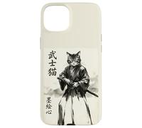 Samurai Cat Warrior Japanese Art Feline Katana Carcasa para iPhone 15 Plus