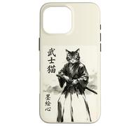 Samurai Cat Warrior Japanese Art Feline Katana Carcasa para iPhone 16 Pro MAX