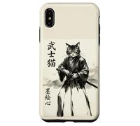 Samurai Cat Warrior Japanese Art Feline Katana Carcasa para iPhone XS MAX