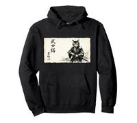 Samurai Cat Warrior Japanese Art Feline Katana Sudadera con Capucha