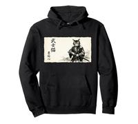Samurai Cat Warrior Japanese Art Feline Katana Sudadera con Capucha