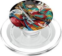 Samurai Cat Warrior Katana Japanese Art, felino Ronin PopSockets PopGrip para MagSafe