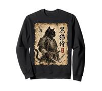 Samurai Cat Warrior Kuroneko Japanese Kanji Art Sudadera