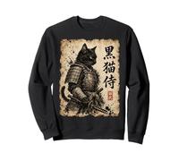 Samurai Cat Warrior Kuroneko Japanese Kanji Art Sudadera