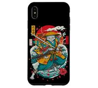 Samurai Cat Warrior Ukiyo-e Arte Japonés Kimono Katana tee Carcasa para iPhone XS MAX