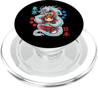 Samurai de Anime Kawaii Protegido por dragón japonés PopSockets PopGrip para MagSafe