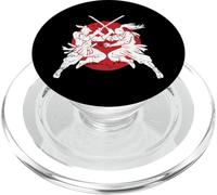 Samurai Duelo Silueta Rojo Sol PopSockets PopGrip para MagSafe