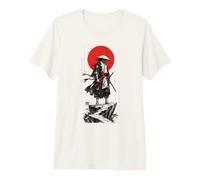 Samurái en la Tinta Vientos Lavados Arte Guerrero japonés Camiseta Premium