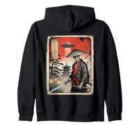 Samurai Esqueleto Guerrero Japonés Japón UFO Ukiyo-e Arte Sudadera con Capucha