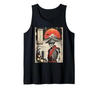 Samurai Esqueleto Japón Alien OVNI Divertido Arte Vintage Japonés Camiseta sin Mangas