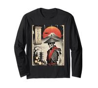 Samurai Esqueleto Japón Alien OVNI Divertido Arte Vintage Japonés Manga Larga