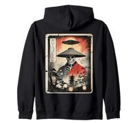 Samurai Esqueleto OVNI Extranjero Japón Japonés Vintage Ukiyo-e Sudadera con Capucha