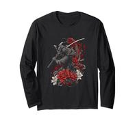 Samurai Fuerza Con Dragón Y Flores Manga Larga