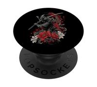 Samurai Fuerza Con Dragón Y Flores PopSockets PopGrip Adhesivo