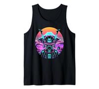 Samurái Futurista Monte Fuji Cerezos Japón Arte Synthwave Camiseta sin Mangas