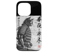 Samurái Gato Guerrero Ink Japanese Calligraphy Cat Art Carcasa para iPhone 13 Pro