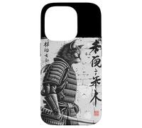 Samurái Gato Guerrero Ink Japanese Calligraphy Cat Art Carcasa para iPhone 14 Pro