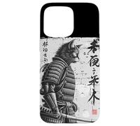 Samurái Gato Guerrero Ink Japanese Calligraphy Cat Art Carcasa para iPhone 15 Pro Max
