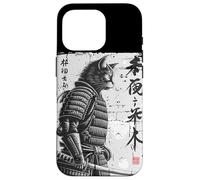 Samurái Gato Guerrero Ink Japanese Calligraphy Cat Art Carcasa para iPhone 16 Pro