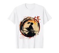 Samurai guerrera estética en Arte Harajuku Retro japonésa Camiseta gráfica económica, Hombre, Blanco, M