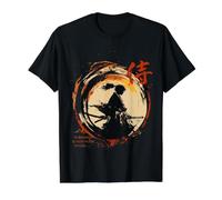 Samurai guerrera estética en Arte Harajuku Retro japonésa Camiseta gráfica económica, Hombre, Negro, M