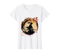 Samurai guerrera estética en Arte Harajuku Retro japonésa Camiseta gráfica económica, Mujer, Blanco, L