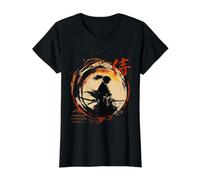 Samurai guerrera estética en Arte Harajuku Retro japonésa Camiseta gráfica económica, Mujer, Negro, M